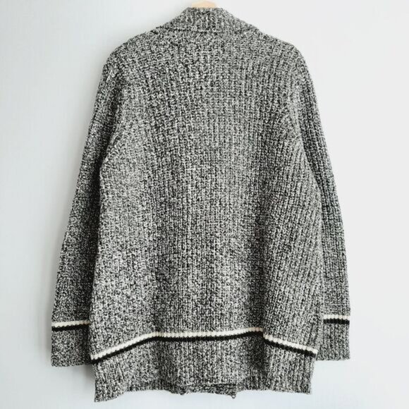 FAR WEST Toggle Button Boyfriend Cardigan Chunky Knit Melange Gray Sz XL - Picture 8 of 13